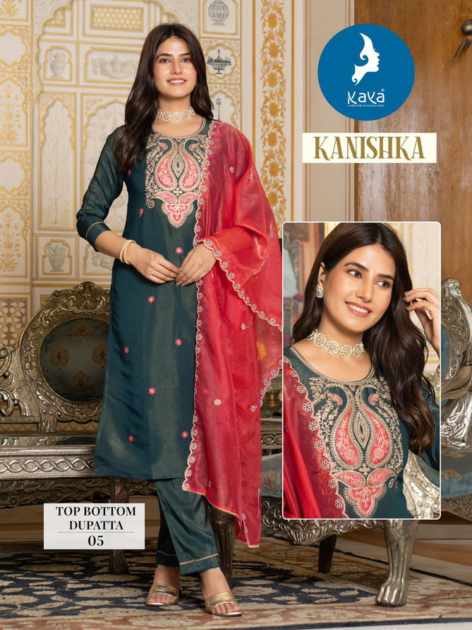 Kanishka By Kaya Tissue Shimmer Kurti With Bottom Dupatta Orders In India